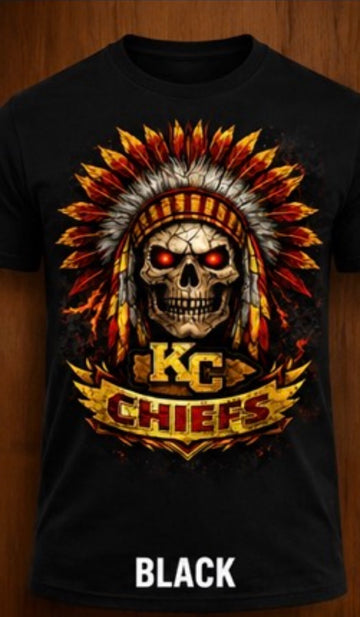 🏈 Unleash the Fire – KC Chiefs Skull Warrior Tee