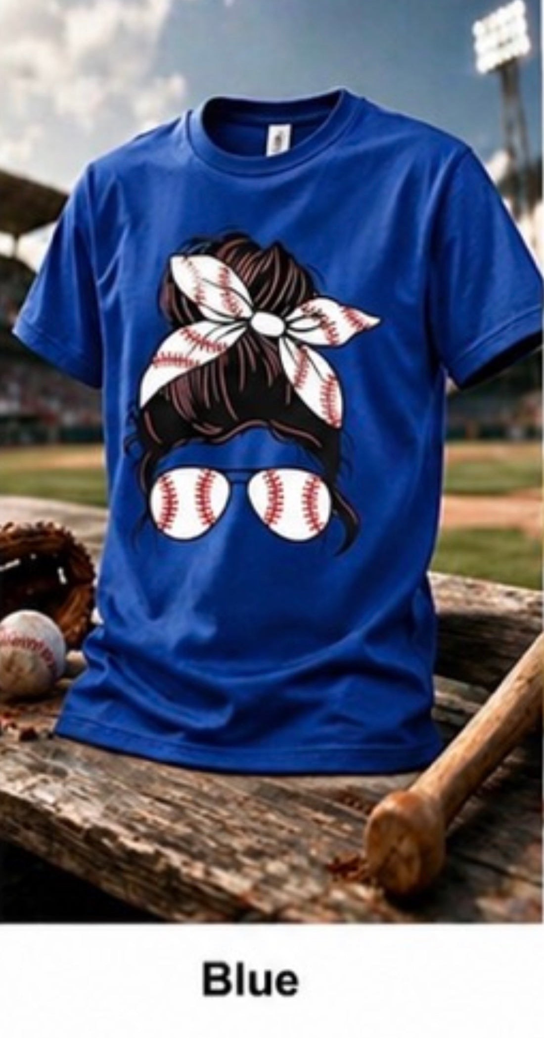 ⚾ Baseball Mom Messy Bun Tee – Game Day Style